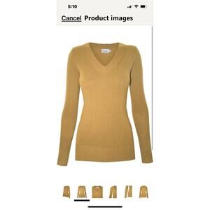 Cielo Womens Knit V-Neck Long Sleeve Pullover Sweater Top Brown Size L